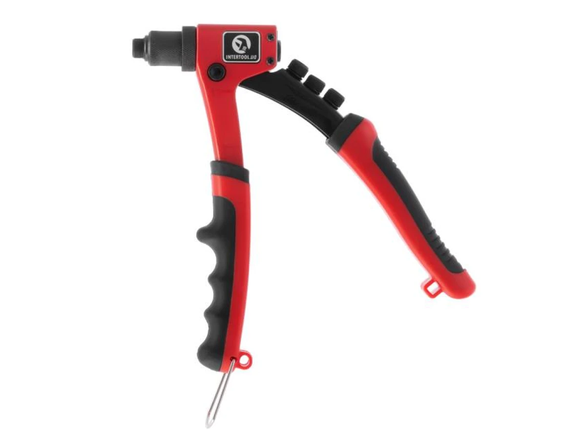 Пістолет заклепувальний ручний 215 мм, діаметр застосовуваної заклепки 2.4; 3.2; 4; 4.8 мм INTERTOOL RT-0014 