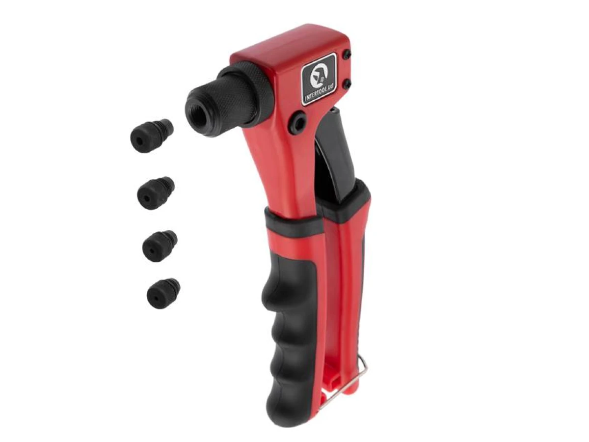 Пістолет заклепувальний ручний 215 мм, діаметр застосовуваної заклепки 2.4; 3.2; 4; 4.8 мм INTERTOOL RT-0014 