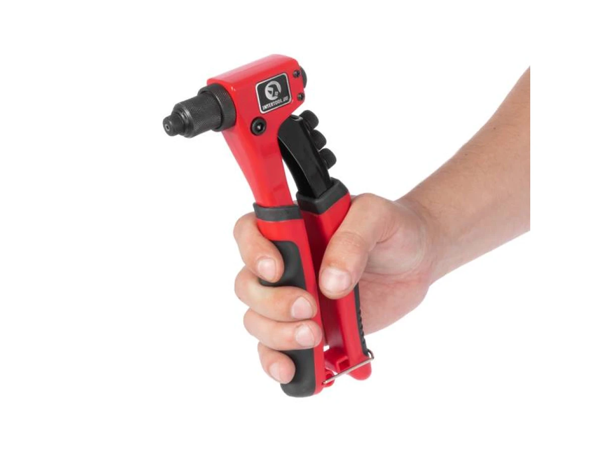 Пістолет заклепувальний ручний 215 мм, діаметр застосовуваної заклепки 2.4; 3.2; 4; 4.8 мм INTERTOOL RT-0014 