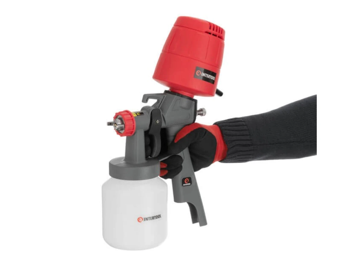 Фарбопульт електричний HVLP 450 Вт, форсунка 1.5 мм, бачок 1 л 0.14-0.35 Бар, 100-200 мл/хв. INTERTOOL DT-5045 