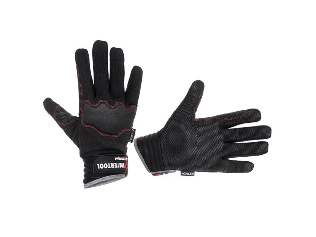 Рукавиці зі спандексу, антиковзаюче покриття долоні, захист суглобів піноматеріалом, посилення на великому і вказівному пальцях, 10" (XL) STORM INTERTOOL SP-0180 