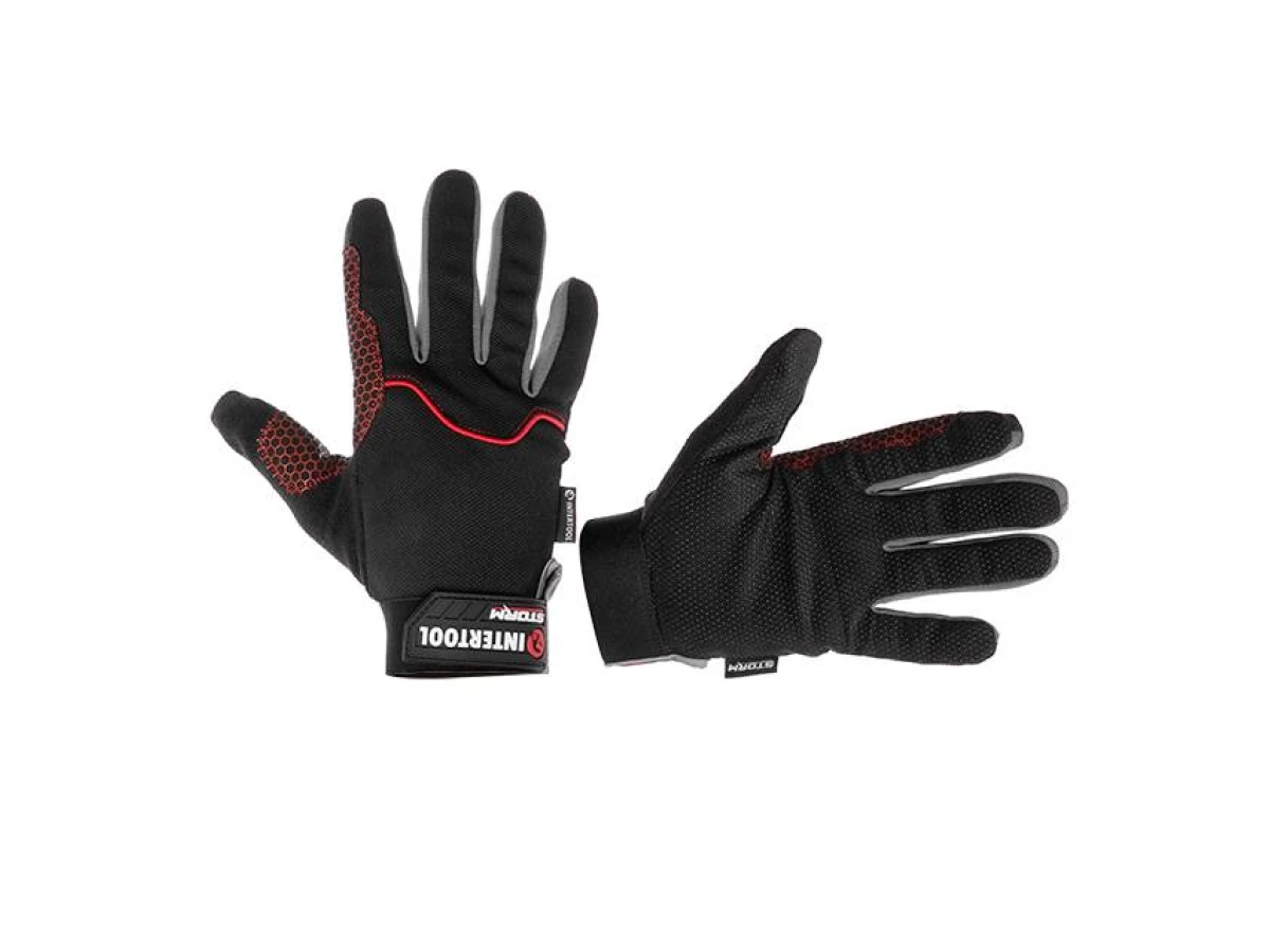 Рукавиці зі спандексу, дихаючий матеріал, антиковзаюче покриття долоні, посилення на великому і вказівному пальцях, 10" (XL) STORM INTERTOOL SP-0181 