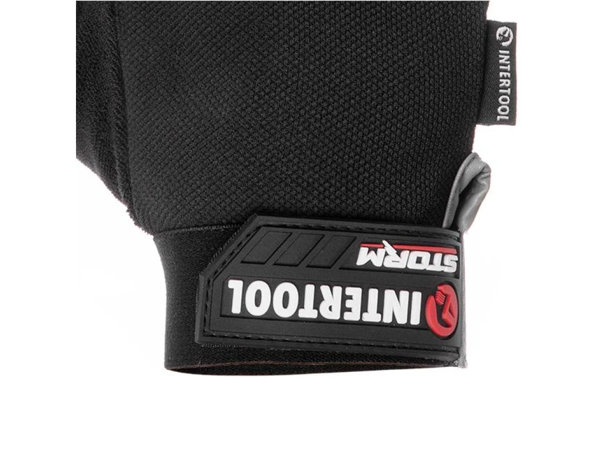 Рукавиці зі спандексу, дихаючий матеріал, антиковзаюче покриття долоні, посилення на великому і вказівному пальцях, 10" (XL) STORM INTERTOOL SP-0181 