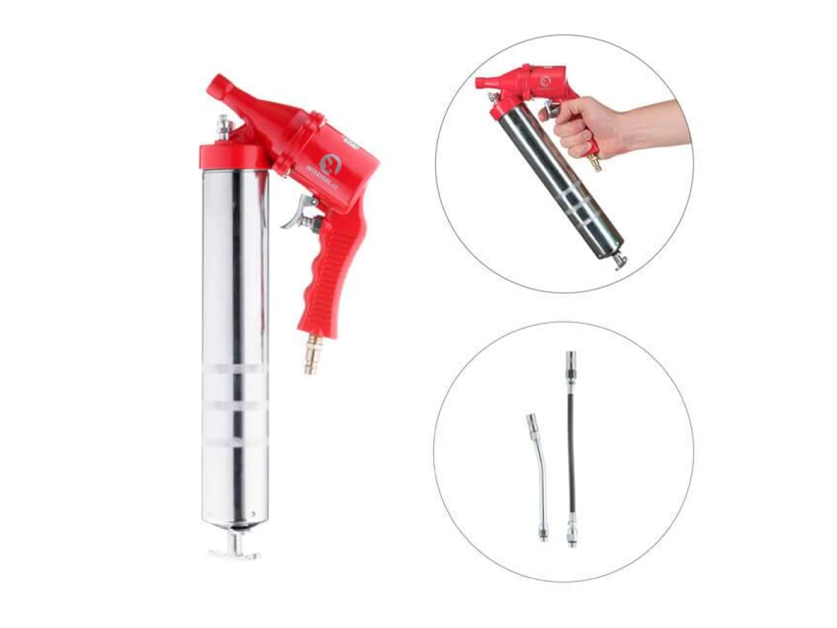 Пістолет для видавлювання змазки пневматичний + дві насадки INTERTOOL PT-0607 