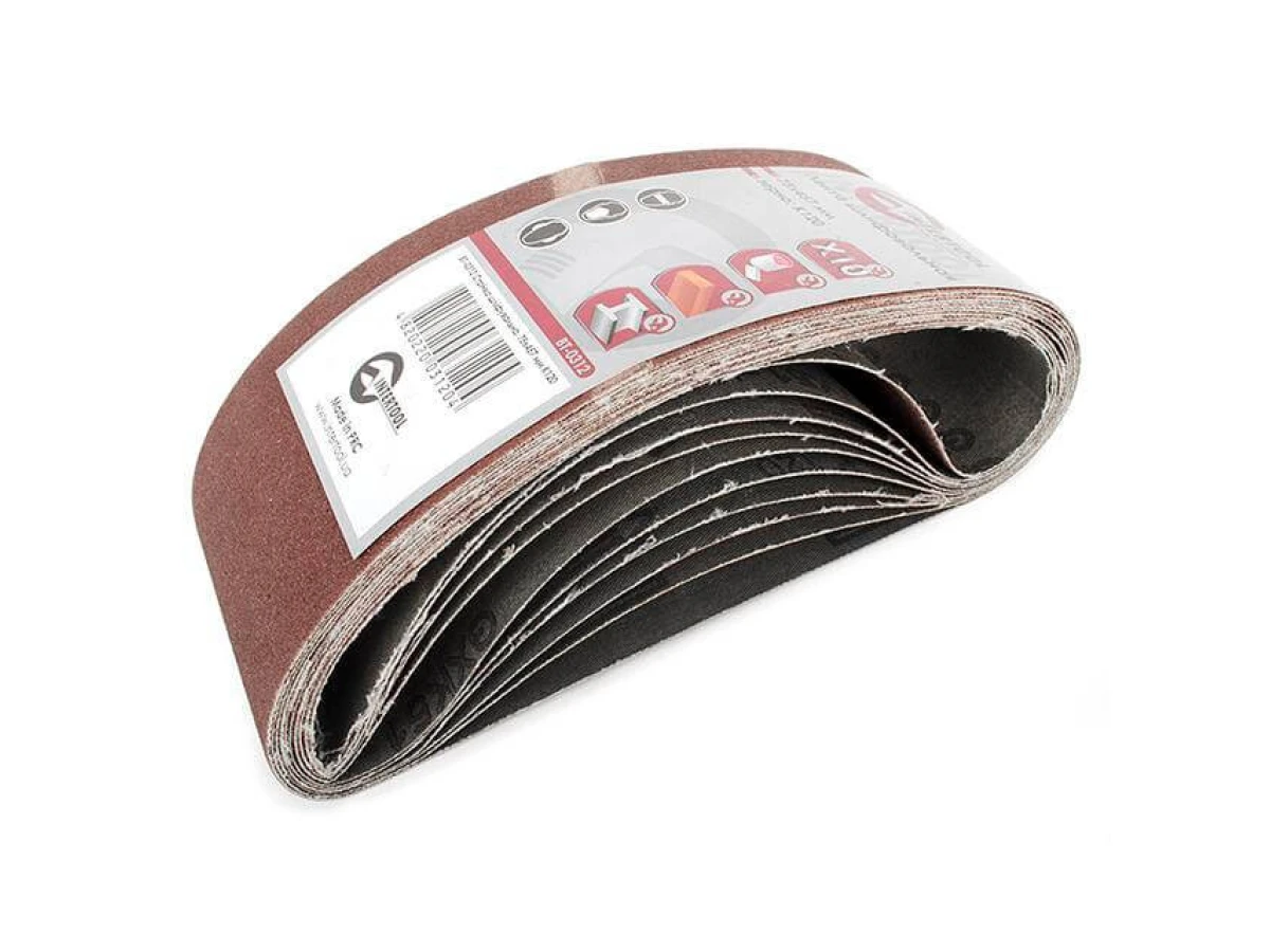 Стрічка шліфувальна 75 x 457мм, зерно 120 уп.10шт. INTERTOOL BT-0312 