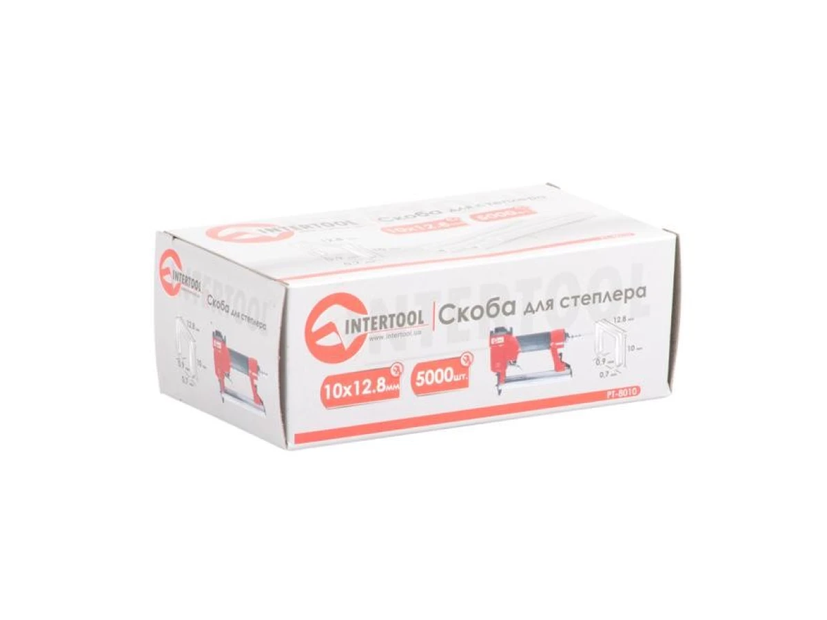 Скоба для степлера 10x12.8мм (0.9x0.7мм) 5000шт/упак INTERTOOL PT-8010 