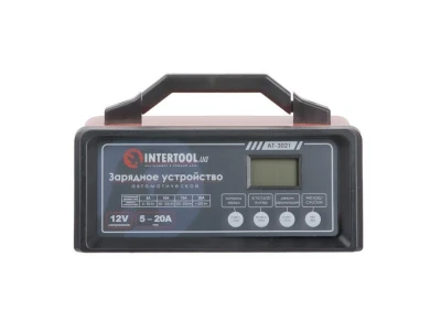 Зарядное устройство 12 В, 5/10/15/20 А, 230 В, режим реанимации (десульфатации) аккумулятора INTERTOOL AT-3021