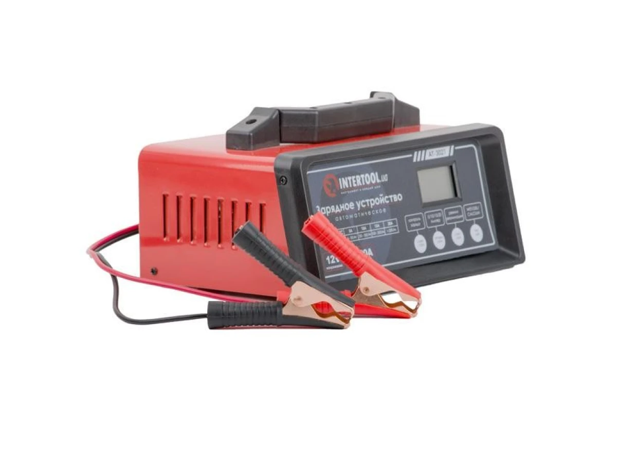 Зарядное устройство 12 В, 5/10/15/20 А, 230 В, режим реанимации (десульфатации) аккумулятора INTERTOOL AT-3021 