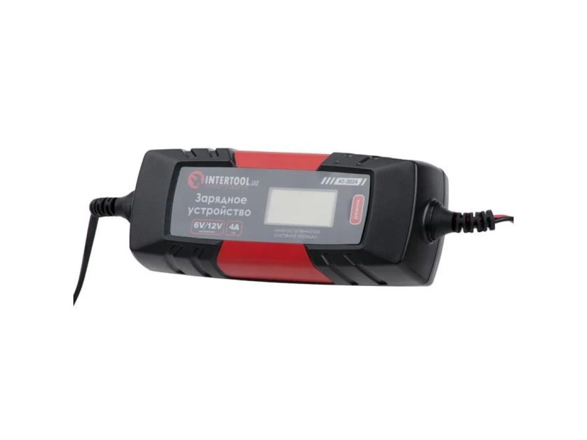 Устройство зарядное 6/12В, 4А, 230В, зимний режим зарядки, дисплей, емкость заряжаемого аккумулятора 1.2-120 а/ч INTERTOOL AT-3024 