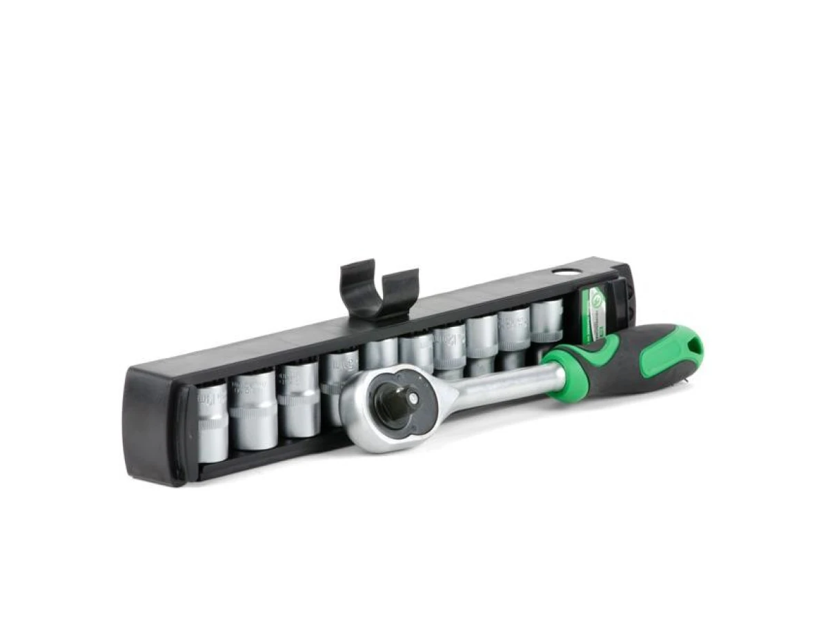 Набір головок 10 од. 1/4" з рукояткою із храповим механізмом INTERTOOL ET-6008 