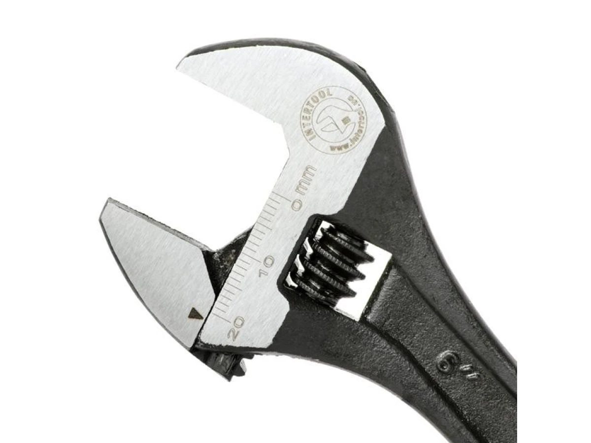 Ключ разводной 150 мм, Cr-V, черный, фосфатированный, INTERTOOL XT-0056 