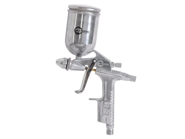 Фарбопульт пневматичний HP MINI, форсунка 0.5 мм, верхній металевий бачок 200 мл, 5 бар INTERTOOL PT-0303 