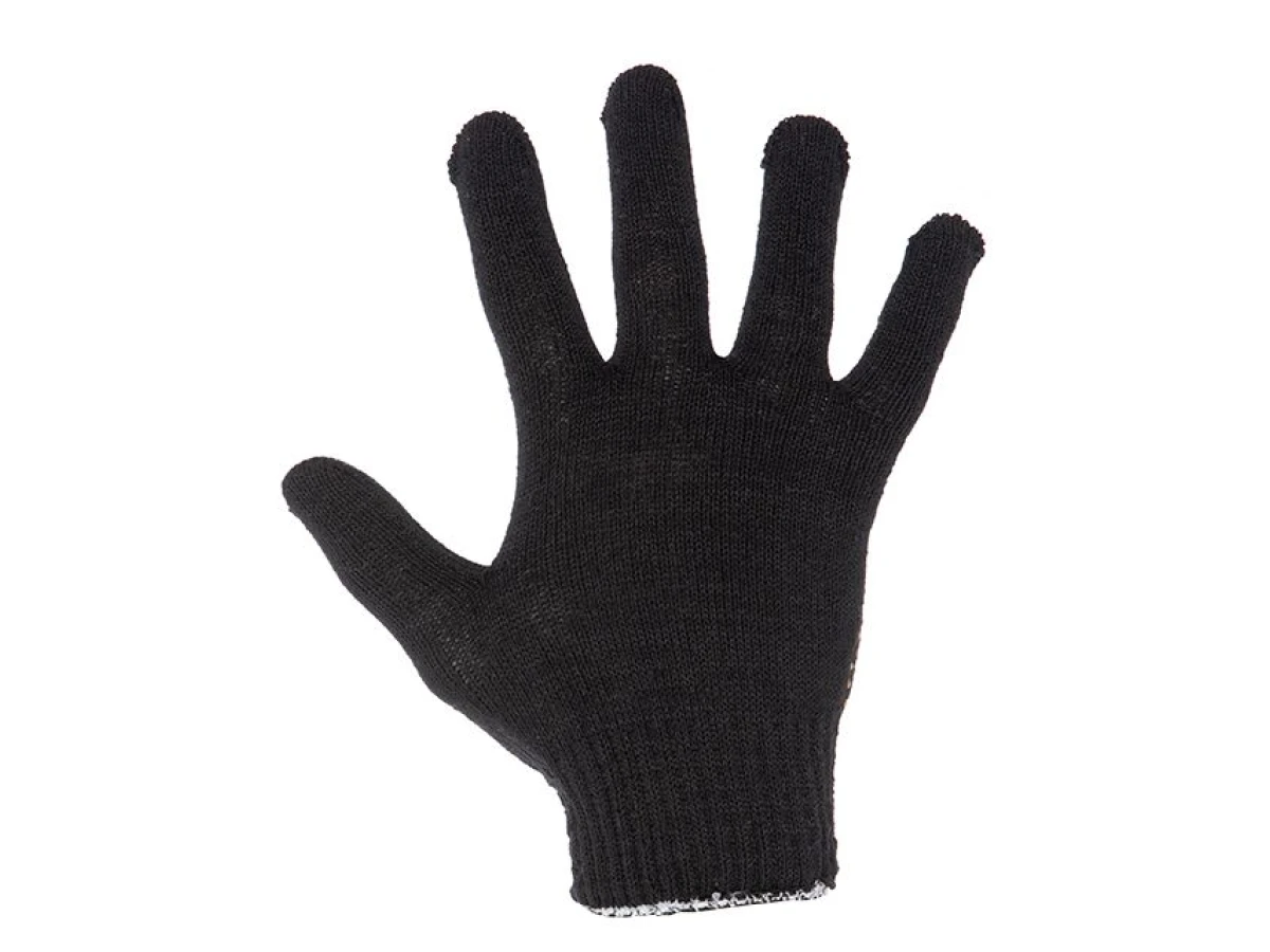 Перчатка трикотажная 60% хлопок / 40% полиэстер, с ПВХ точкой, класс вязки 7, цвет черный, точка, 38 г INTERTOOL SP-0138 