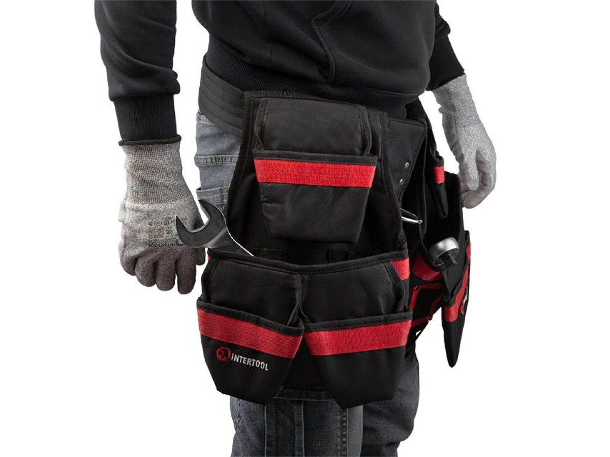 Сумка поясная слесарно-строительная, 18 карманов, полиэстер INTERTOOL SP-1011 