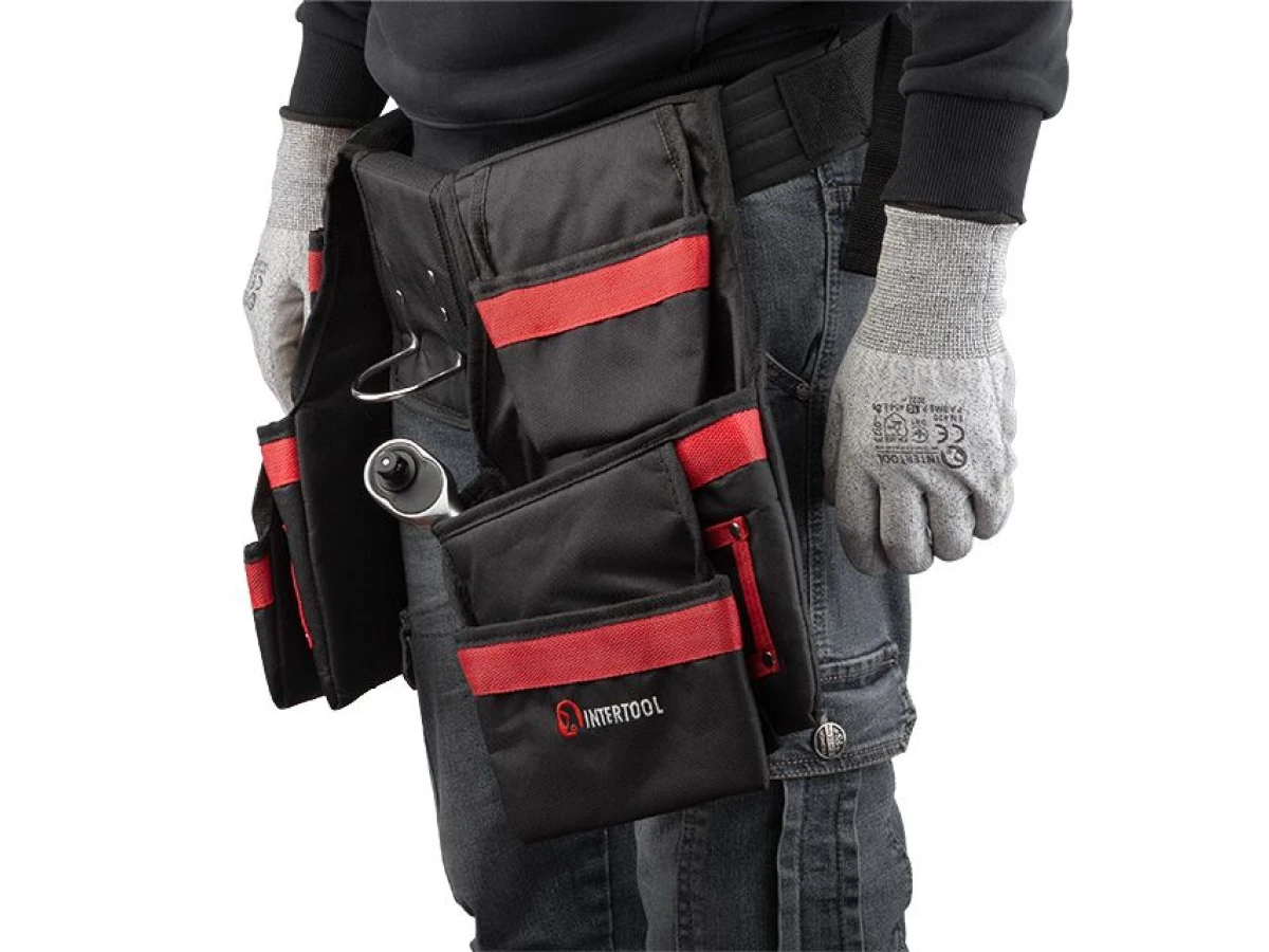 Сумка поясная слесарно-строительная, 18 карманов, полиэстер INTERTOOL SP-1011 