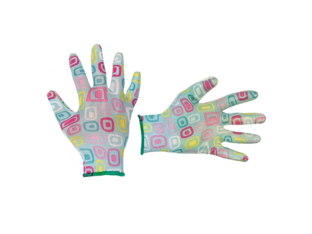 Перчатки садовые с нитриловым покрытием 8" голубые INTERTOOL SP-0164 