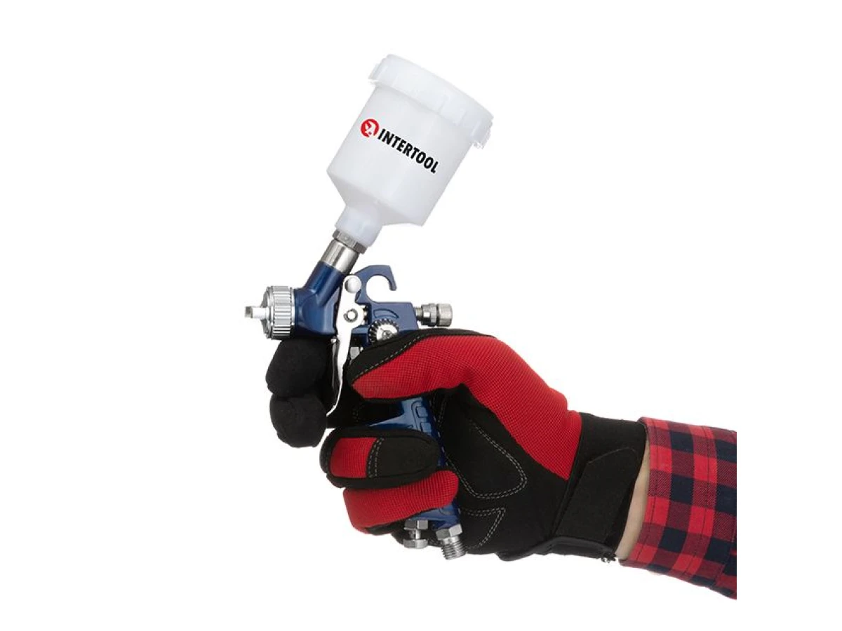 Фарбопульт пневматичний HVLP MINI, форсунка 0.8 мм, верхній пластиковий бачок 125 мл, 3 бар INTERTOOL PT-0101 