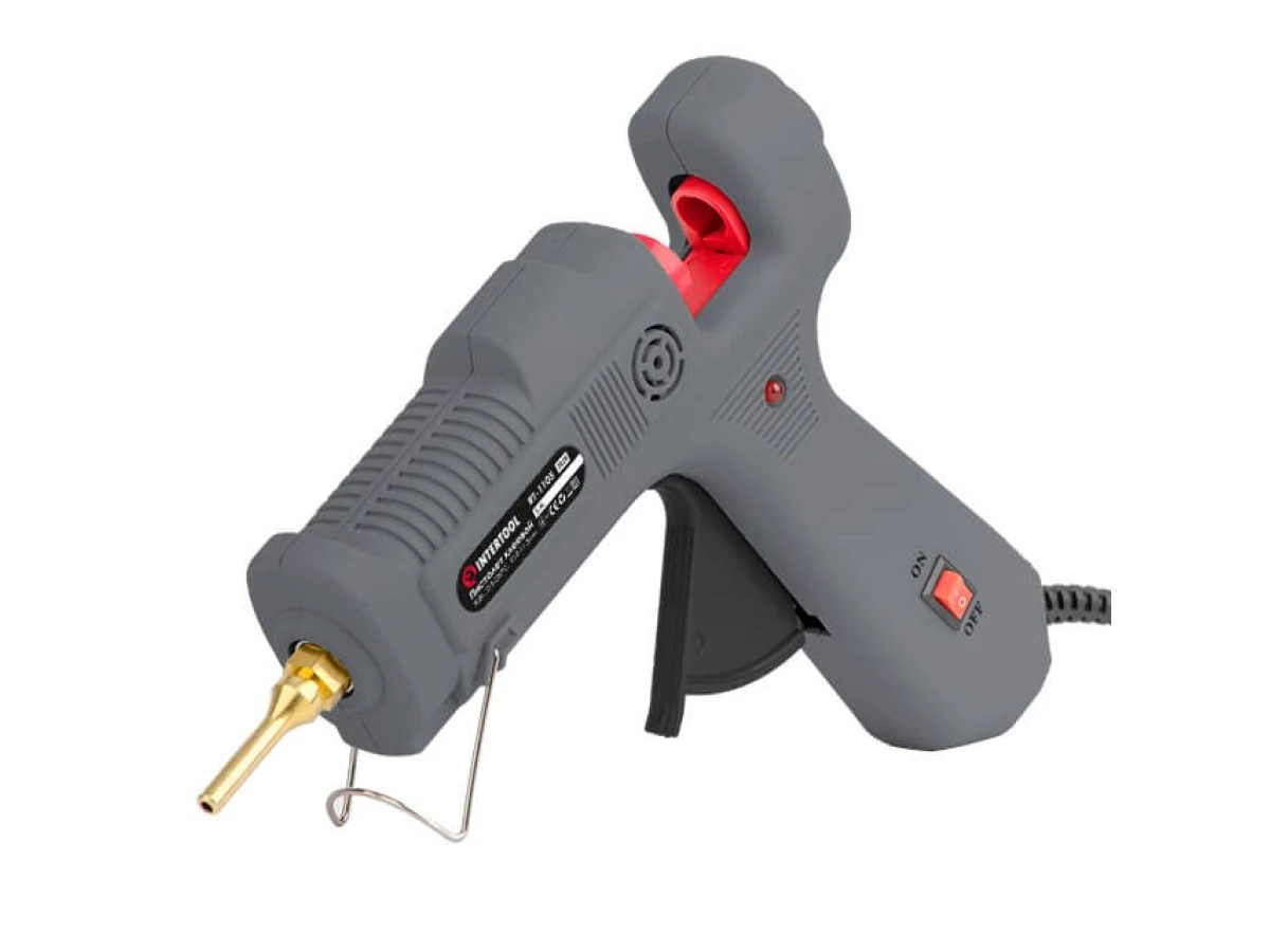 Пістолет клейовий 90 Вт, 230 В, 215-230 °C під стрижні 10.8-11.5 мм, 13-30 г/хв. INTERTOOL RT-1105 