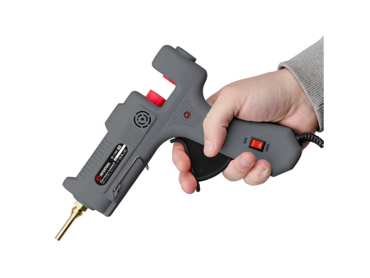 Пістолет клейовий 90 Вт, 230 В, 215-230 °C під стрижні 10.8-11.5 мм, 13-30 г/хв. INTERTOOL RT-1105 