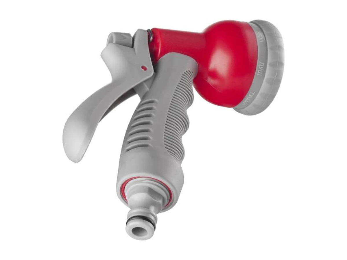 Пистолет-распылитель для полива, 8 функций + адаптер с резьбой 1/2", 3/4" и 2 коннектора для шланга 1/2" INTERTOOL GE-0002 