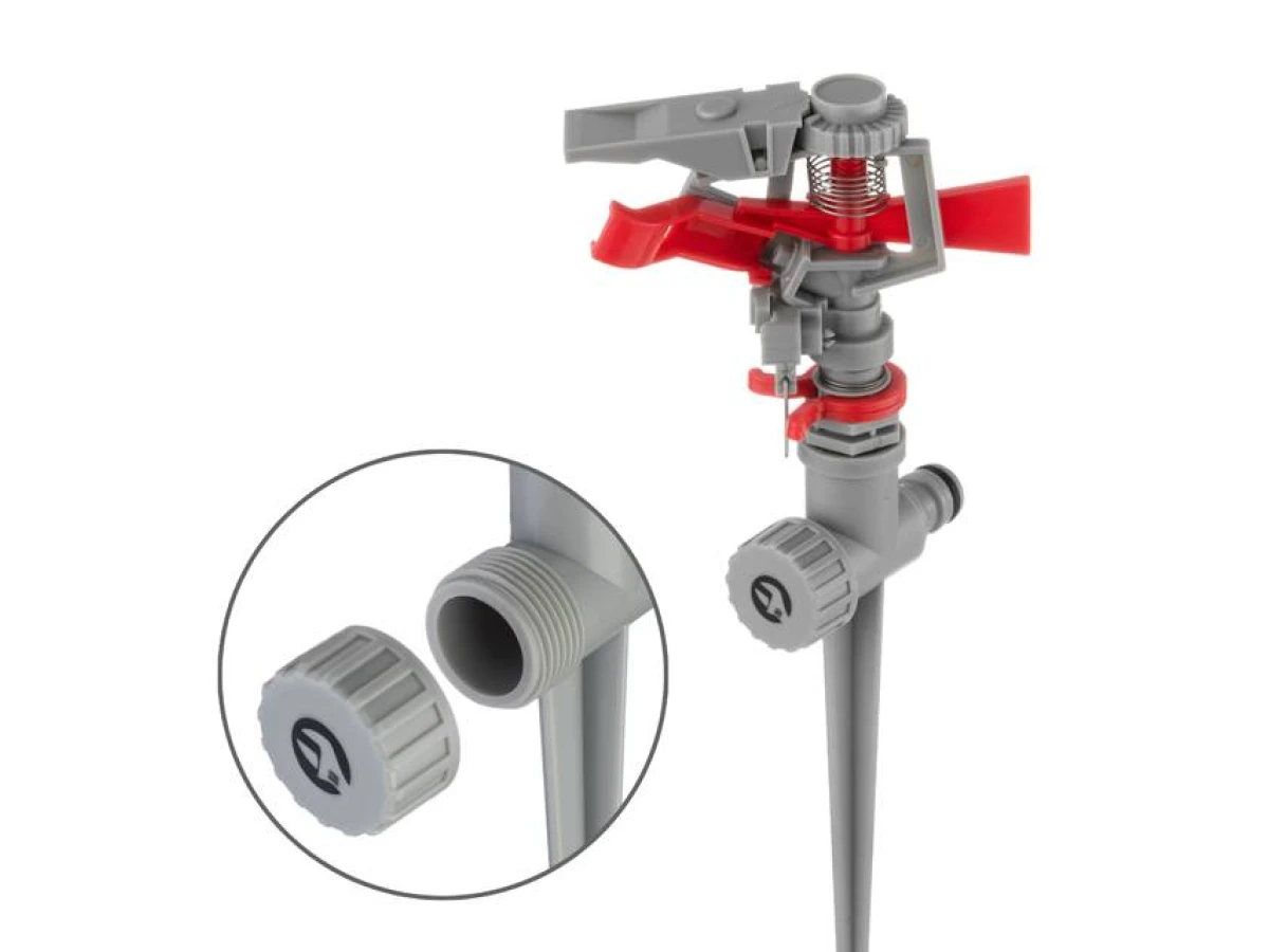 Дождеватель пульсирующий с полной/частичной зоной полива на костыле, круг/сектор полива до 12 м, PP, ABS INTERTOOL GE-0051 