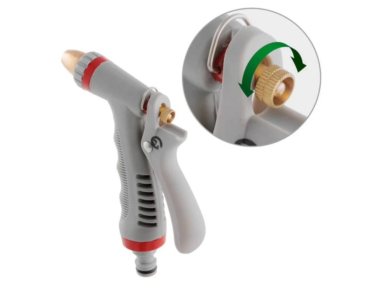 Пистолет-распылитель для полива с плавной регулировкой потока воды. ABS, PP, TPR, ZINC ALLOY, BRASS INTERTOOL GE-0012 