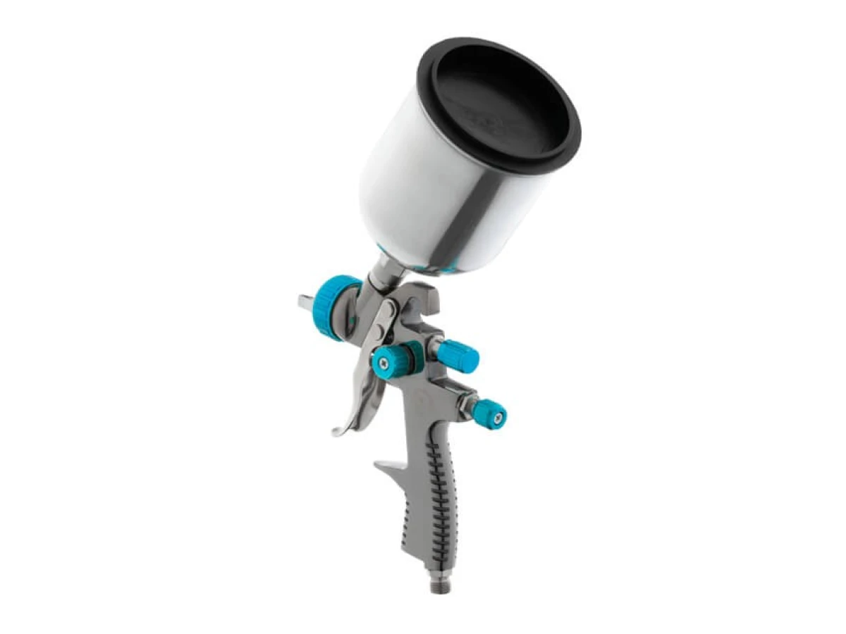 Фарбопульт пневматичний LVLP BLUE професійний, форсунка 1.4мм, верхній металевий бачок 600мл., 1.5бар INTERTOOL PT-0133 