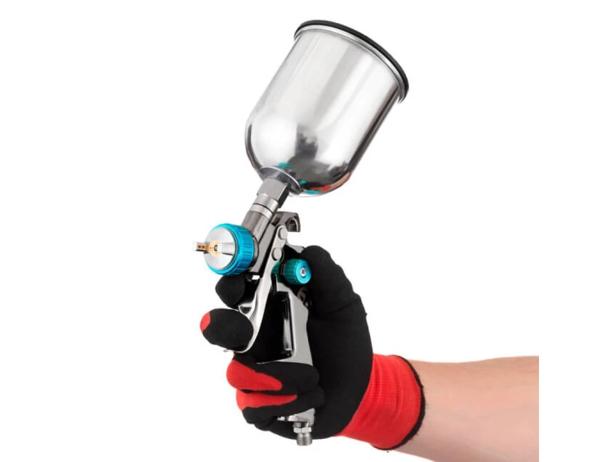 Фарбопульт пневматичний LVLP BLUE професійний, форсунка 1.4мм, верхній металевий бачок 600мл., 1.5бар INTERTOOL PT-0133 