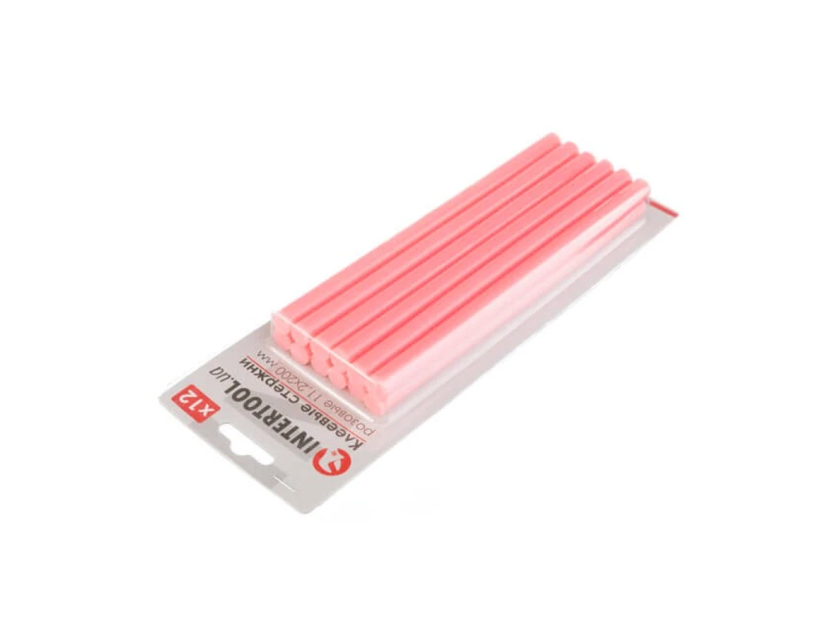 Комплект стрижнів клейових рожевих 11,2 мм * 200 мм, 12 шт. INTERTOOL RT-1046 