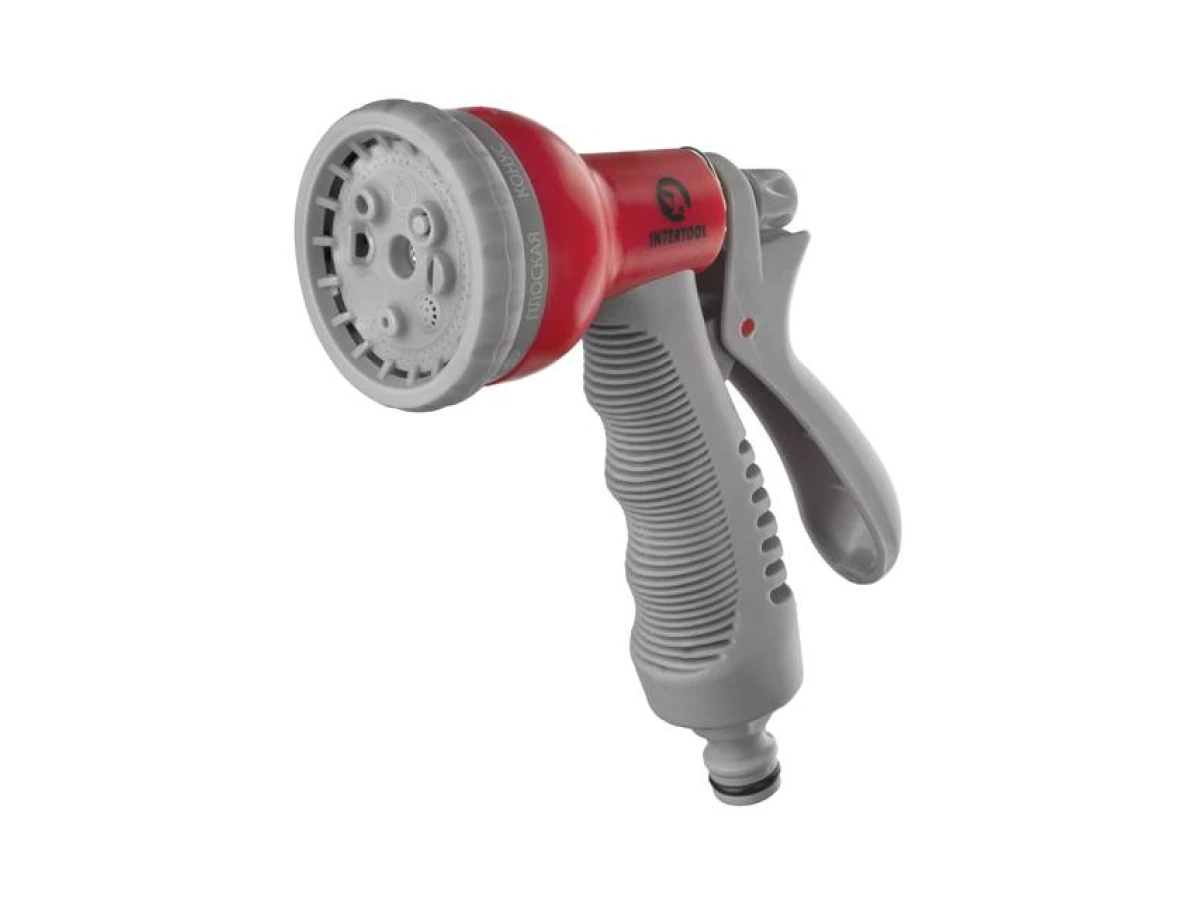 Пістолет-розпилювач для поливу 8-ми функціональний (центральний, туман, душ, кутовий, повний, злива, конічний, плаский). ABS, PP,TPR INTERTOOL GE-0001 