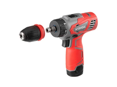 Дриль-шурупокрут акумуляторний 12 В, 30 Nm, 0-350/0-1300 об/хв, 0.8-10 мм, 1.5 Аг, знімний патрон INTERTOOL DT-0314