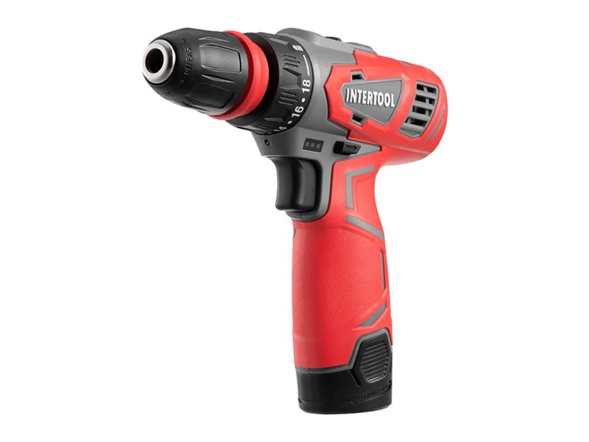 Дриль-шурупокрут акумуляторний 12 В, 30 Nm, 0-350/0-1300 об/хв, 0.8-10 мм, 1.5 Аг, знімний патрон INTERTOOL DT-0314 