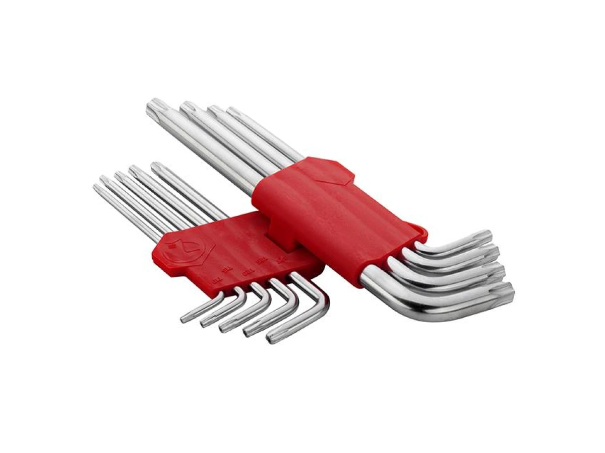 Набір ключів Г-подібних TORX з отвором 9 шт, Т10-Т50, CrV, Big INTERTOOL HT-0606 