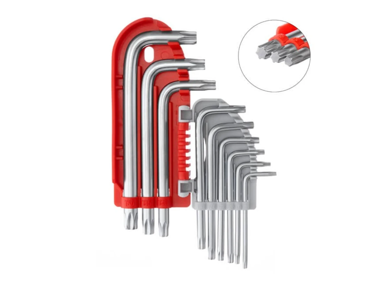 Набір ключів Г-подібних TORX, 9 од., Т10-Т50, S2, PROF INTERTOOL HT-1821 