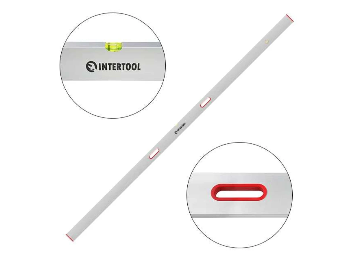 Правило-уровень 3000 мм, 2 капсулы, вертикальный и горизонтальный с ручками INTERTOOL MT-2130 