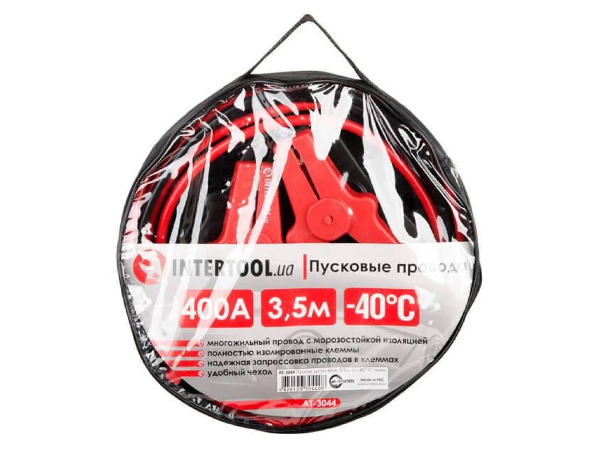 Пусковые провода 400А, 3.5м, до -40°C, чехол INTERTOOL AT-3044 