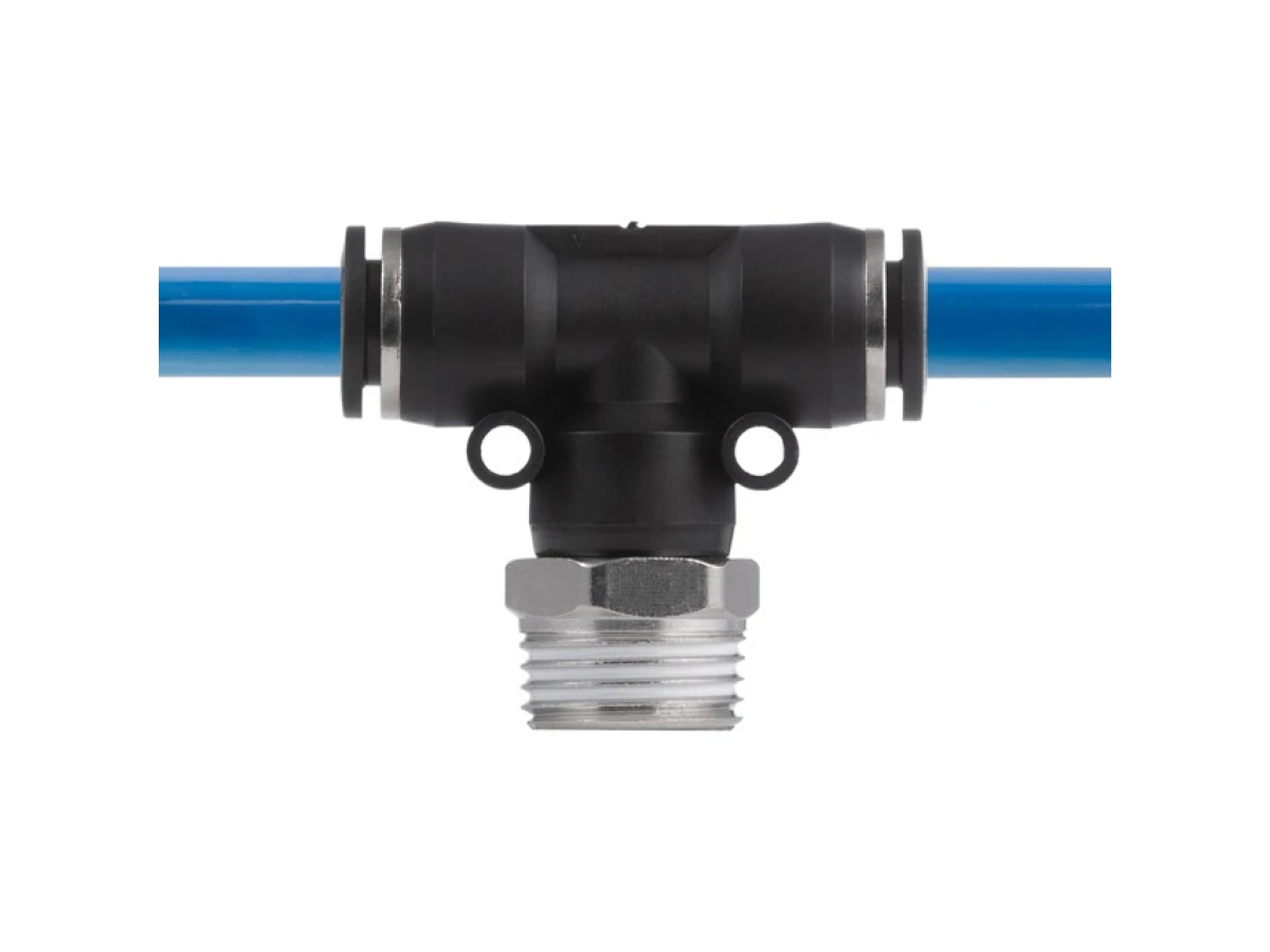 З'єднання цангове Т-подібне для поліуретанових та ін. шлангів 10*10 мм, 1/2" зовн. різьба INTERTOOL PT-2363 