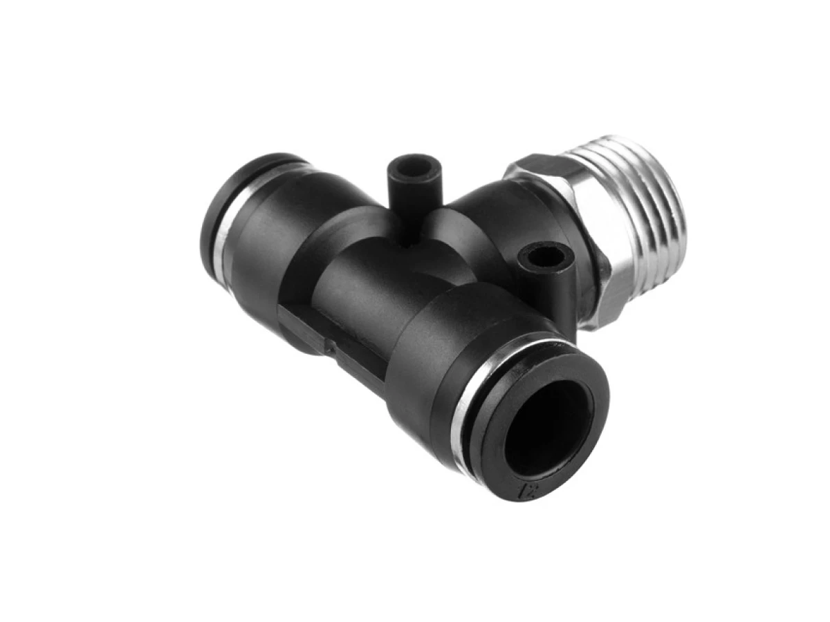 З'єднання цангове Т-подібне для поліуретанових та ін. шлангів 12*12 мм, 1/2" зовн. різьба INTERTOOL PT-2364 