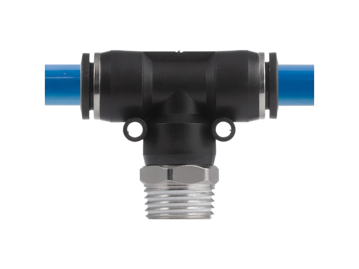 З'єднання цангове Т-подібне для поліуретанових та ін. шлангів 12*12 мм, 1/2" зовн. різьба INTERTOOL PT-2364 