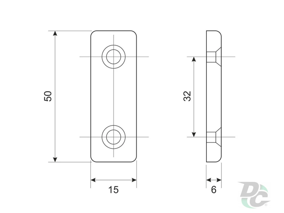 Ніжка 481 під 2 саморізи пластик 5х15х50мм Бук ДС 