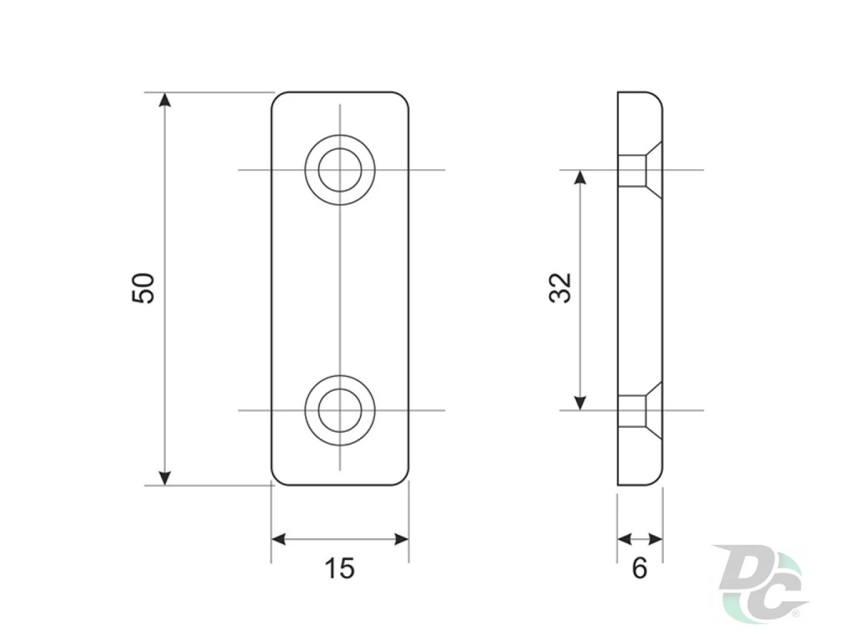Ніжка 481 під 2 саморізи пластик 5х15х50мм Біла ДС 