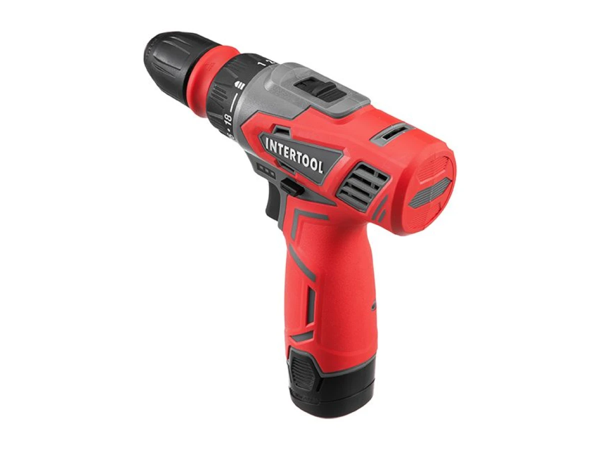 Дриль-шурупокрут акумуляторний 12 В, 30 Nm, 0-350/0-1300 об/хв, 0.8-10 мм, 1.5 Аг, знімний патрон INTERTOOL DT-0314 