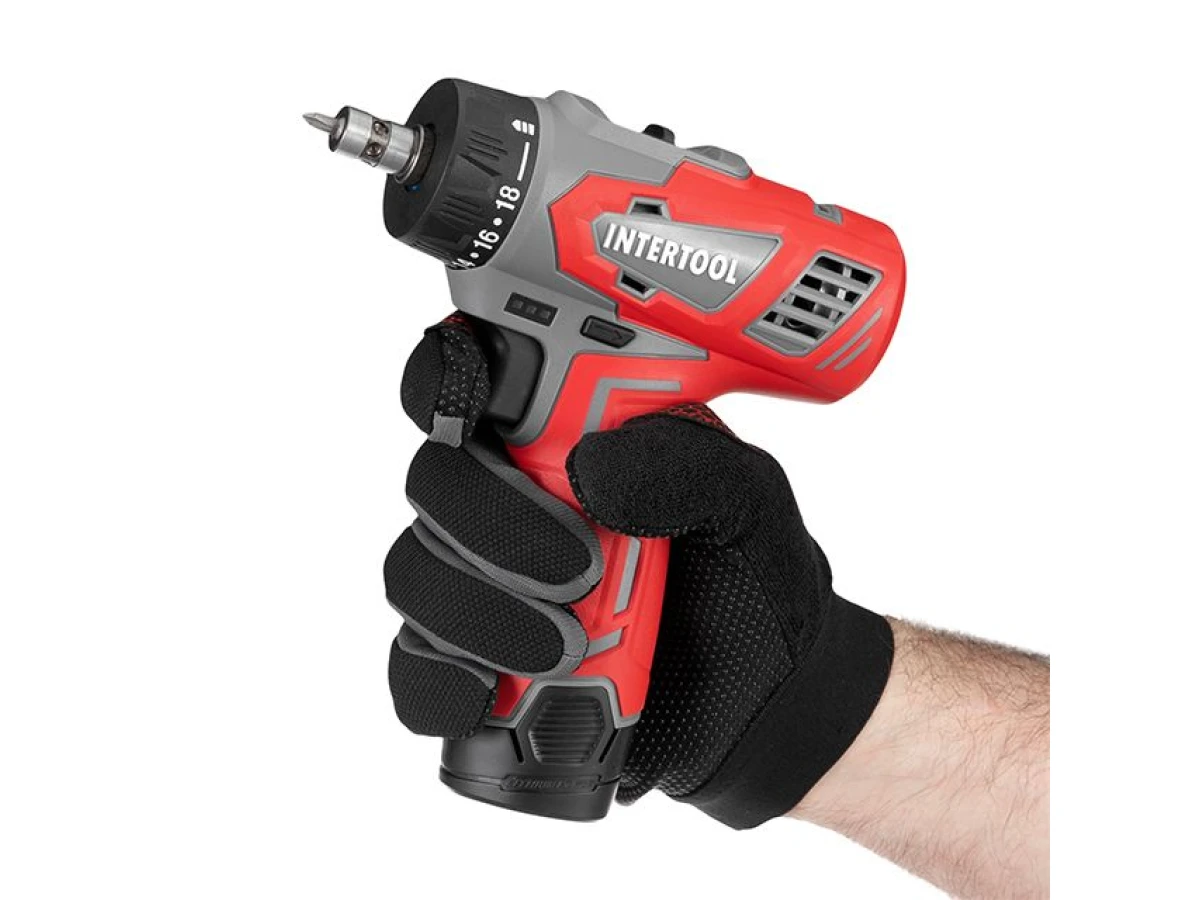 Дриль-шурупокрут акумуляторний 12 В, 30 Nm, 0-350/0-1300 об/хв, 0.8-10 мм, 1.5 Аг, знімний патрон INTERTOOL DT-0314 