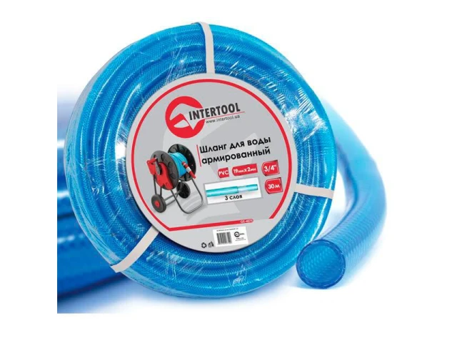 Шланг для воды 3-х слойный, 3/4", 30 м, армированный, PVC INTERTOOL GE-4075 