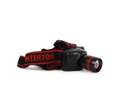 Ліхтар налобний світлодіодний надпотужний, три режими роботи, 3 Вт, батарейки 3 ААА. INTERTOOL LB-0303