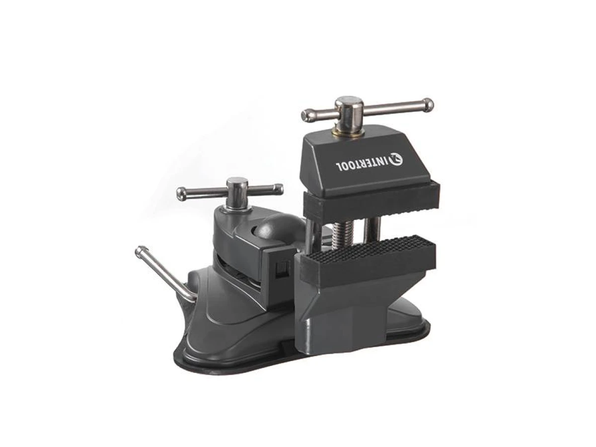 Тиски универсальные шарнирные 70 мм, 360°, вакуумное крепление INTERTOOL HT-0096 