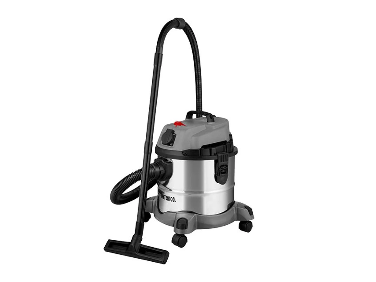 Пилосос будівельний 1.4 кВт, бак 20 л., нержавійна сталь 410, >17кПа, розетка, HEPA фільтр INTERTOOL DT-1025 