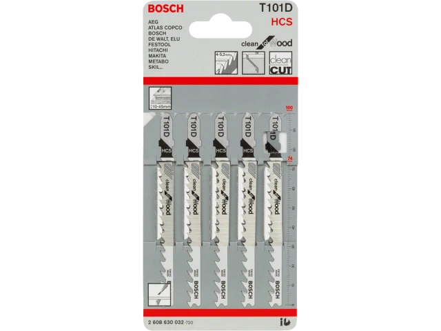 5 Лобзикових пилок T 101 D Clean for Wood, HCS 