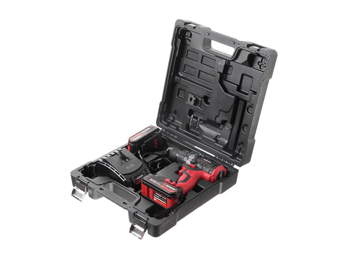 Дриль-шурупокрут акумуляторний з безщітковим двигуном 20 В, 50 Nm, 0-400/0-1500 об/хв., 1,5-13 мм, літій-іон, 2x2.0 Аг, ЗП, кейс INTERTOOL WT-0331 