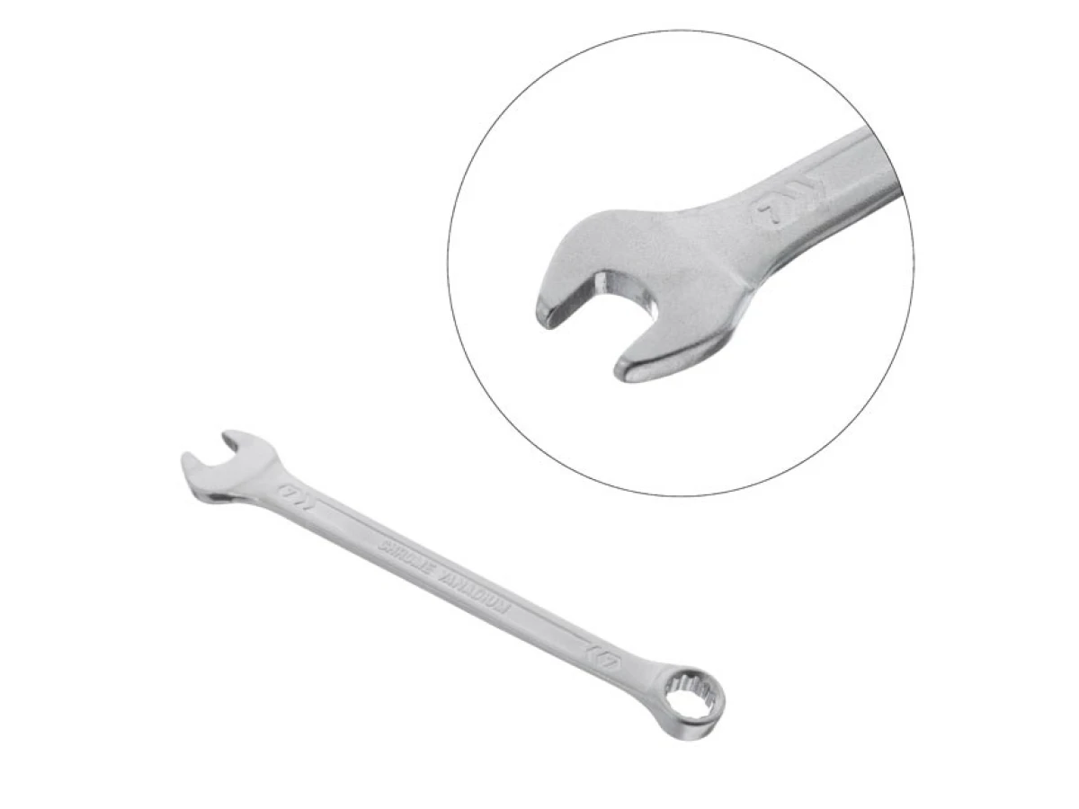 Ключ комбінований 7 мм, CrV, покриття Сатин-хром PROF DIN3113 INTERTOOL XT-1007 